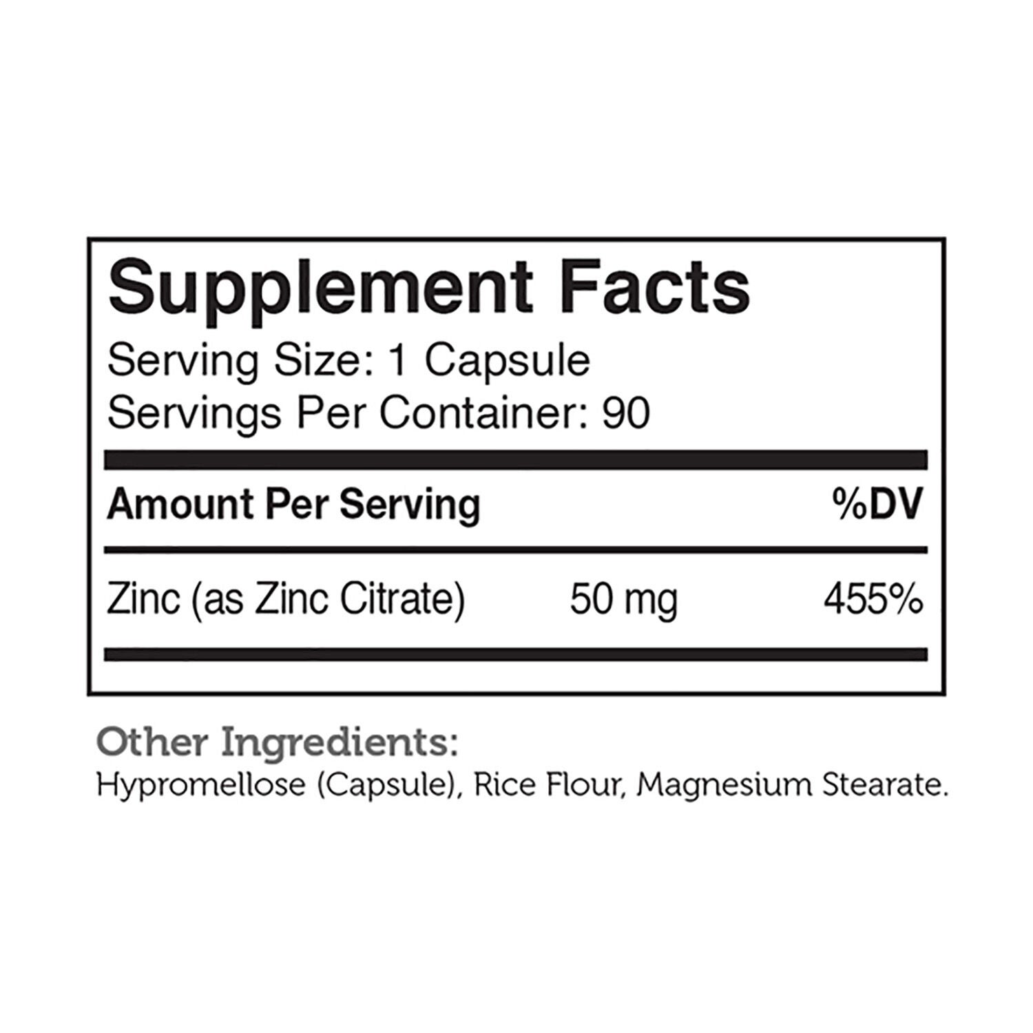 Zinc - 90 Capsules (90 Servings)
